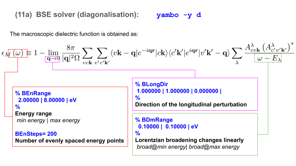 BSE solver: diagonalization