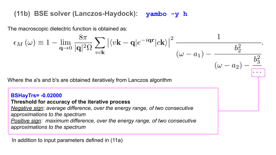 BSE solver: Lanczos-Haydock