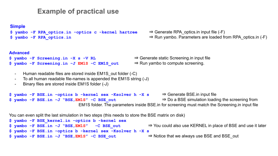 Examples of command lines