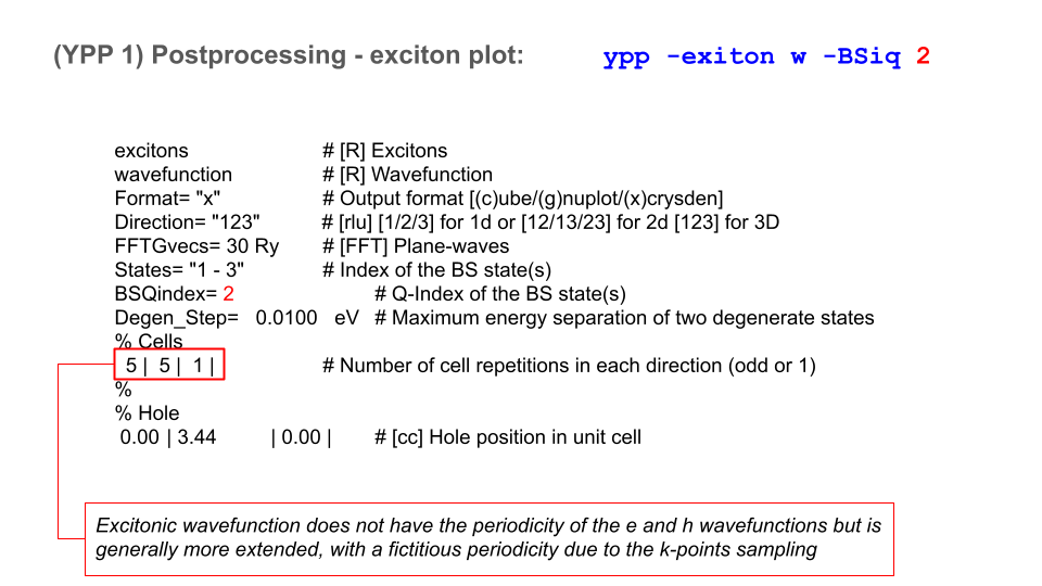 Post processing example: exciton wave-function