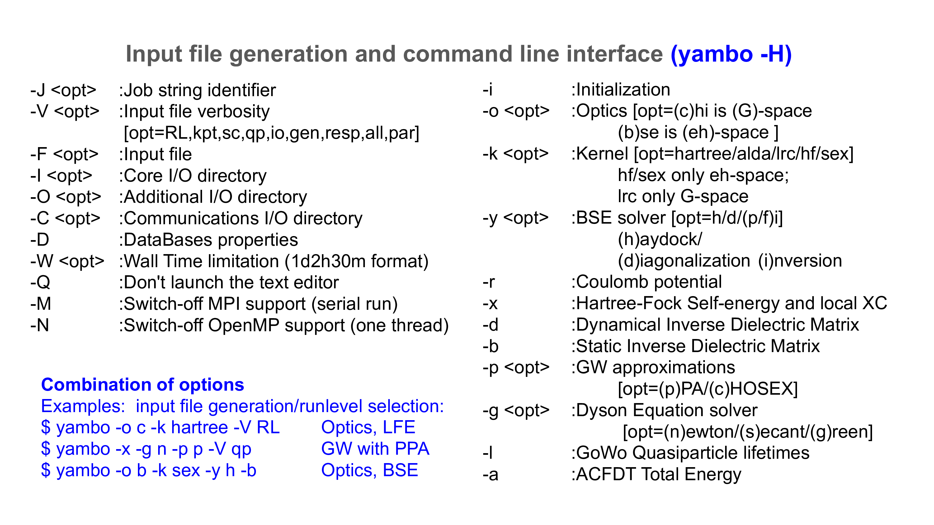 Input file and command line interface