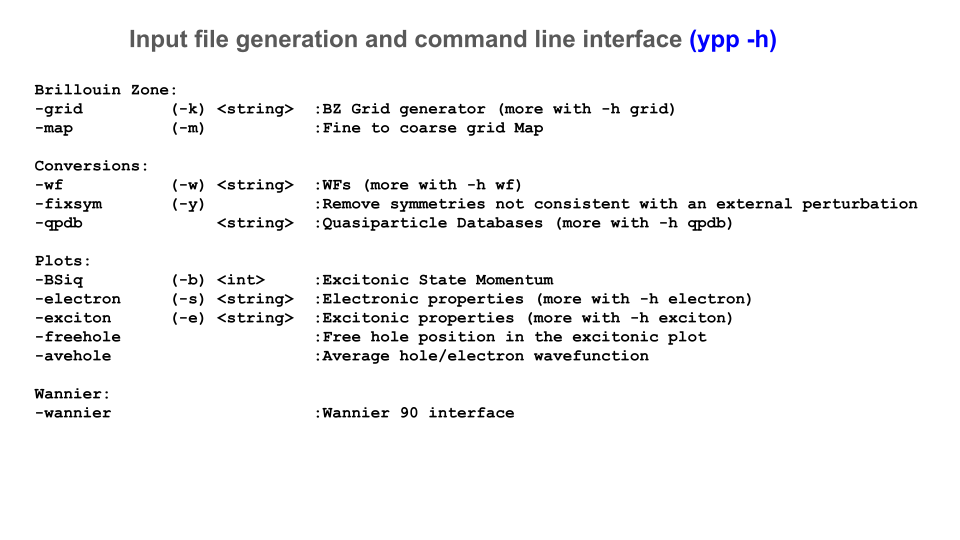 Input file and command-line interface (ypp)