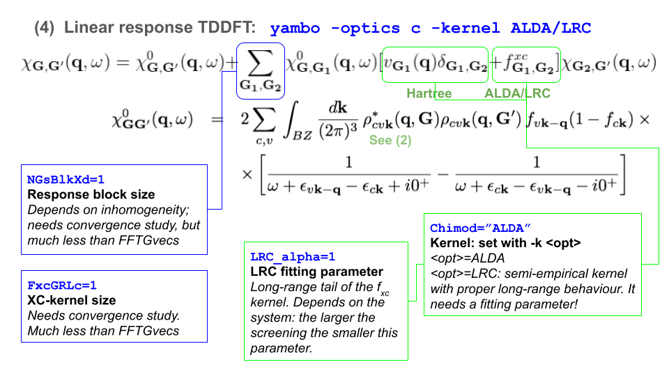 Linear response TDDFT