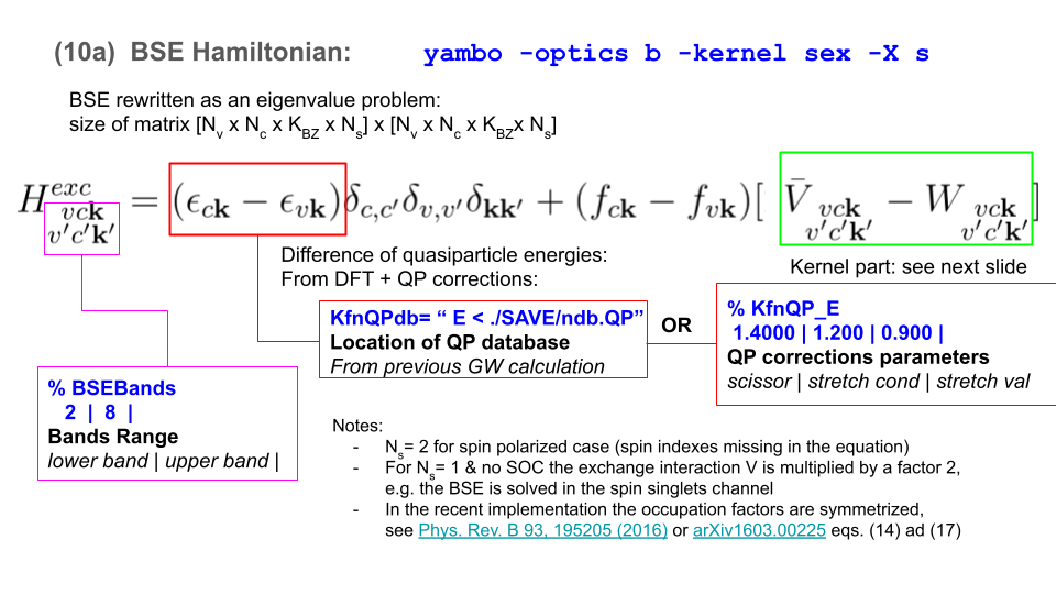 BSE Hamiltonian