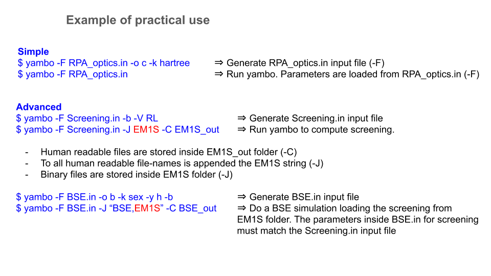 Examples of command lines