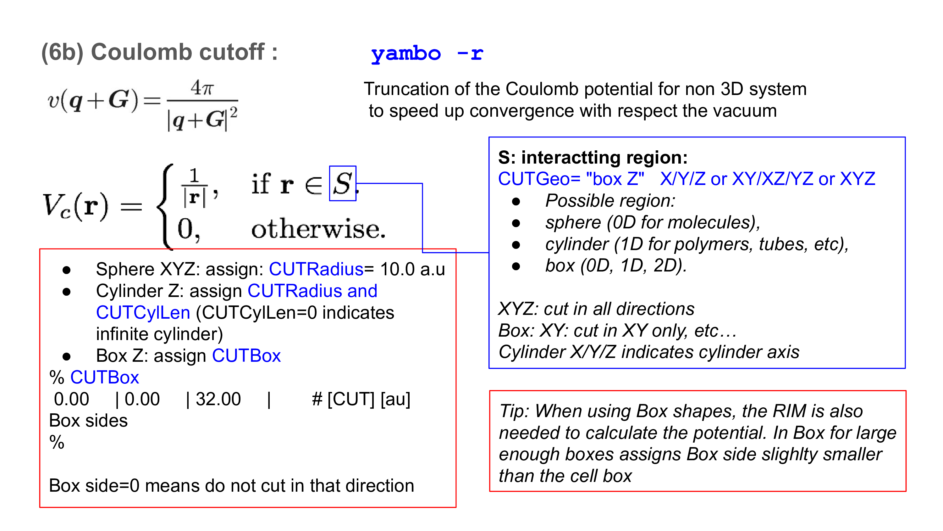 Coulomb cutoff