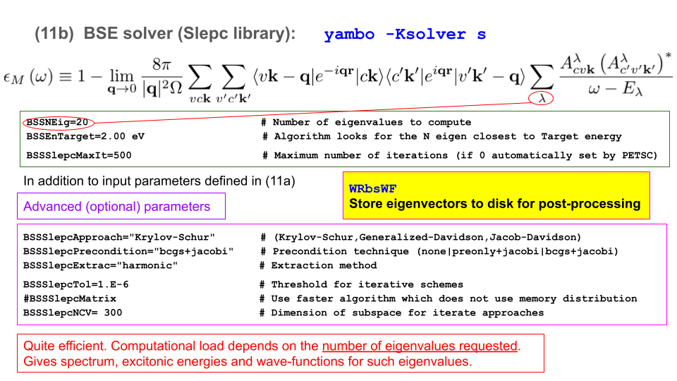 BSE solver (slepc)