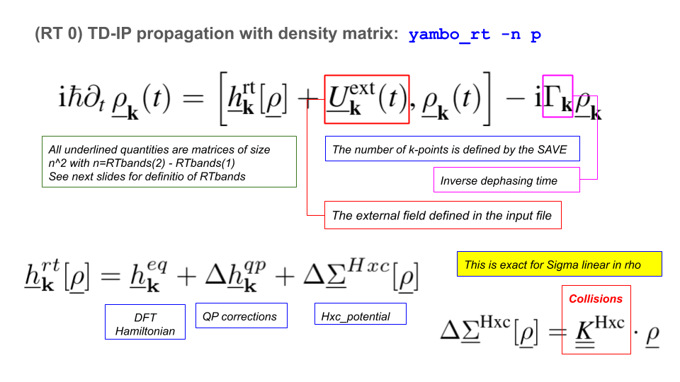 TD-IP propagation with density-matrix