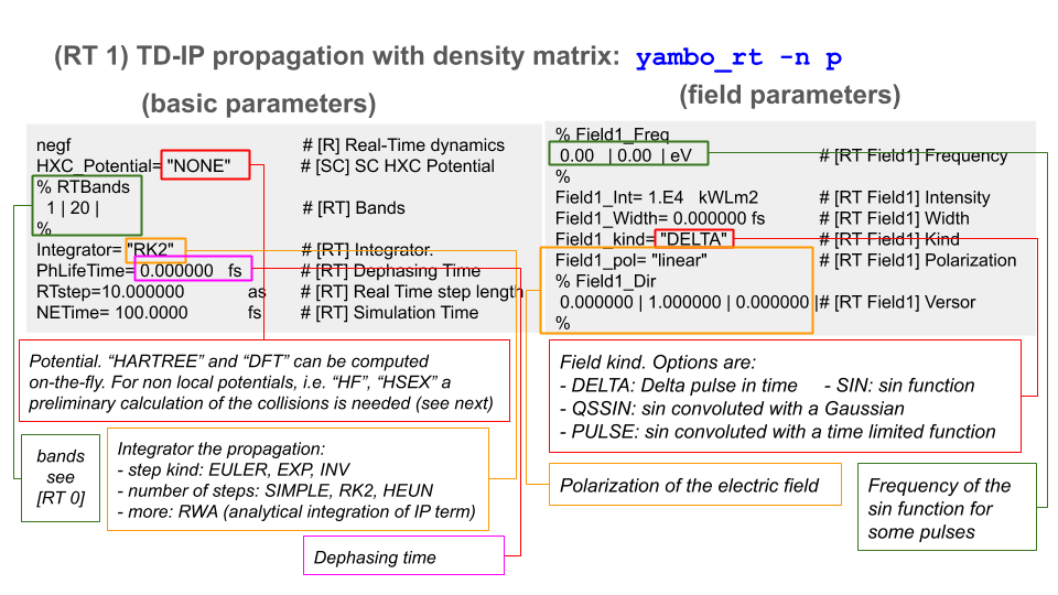 TD-IP propagation with density-matrix (parameters)