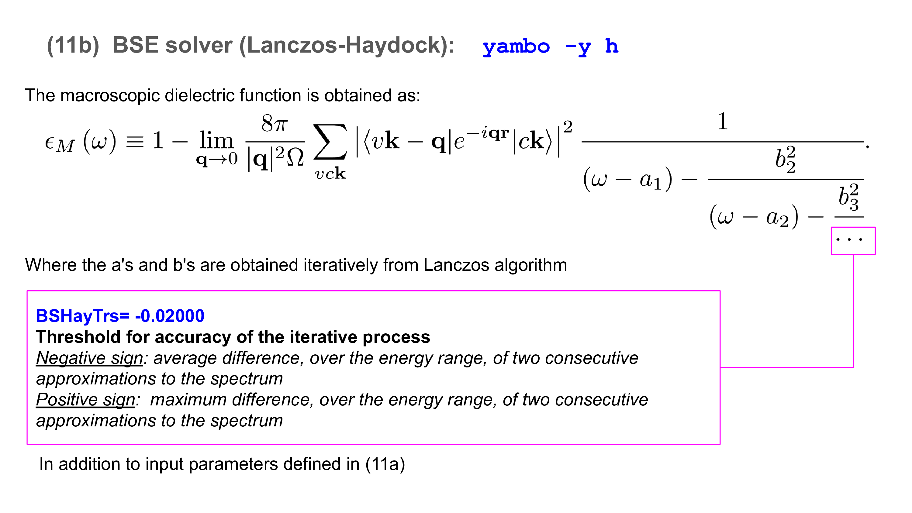 BSE solver (Haydock)